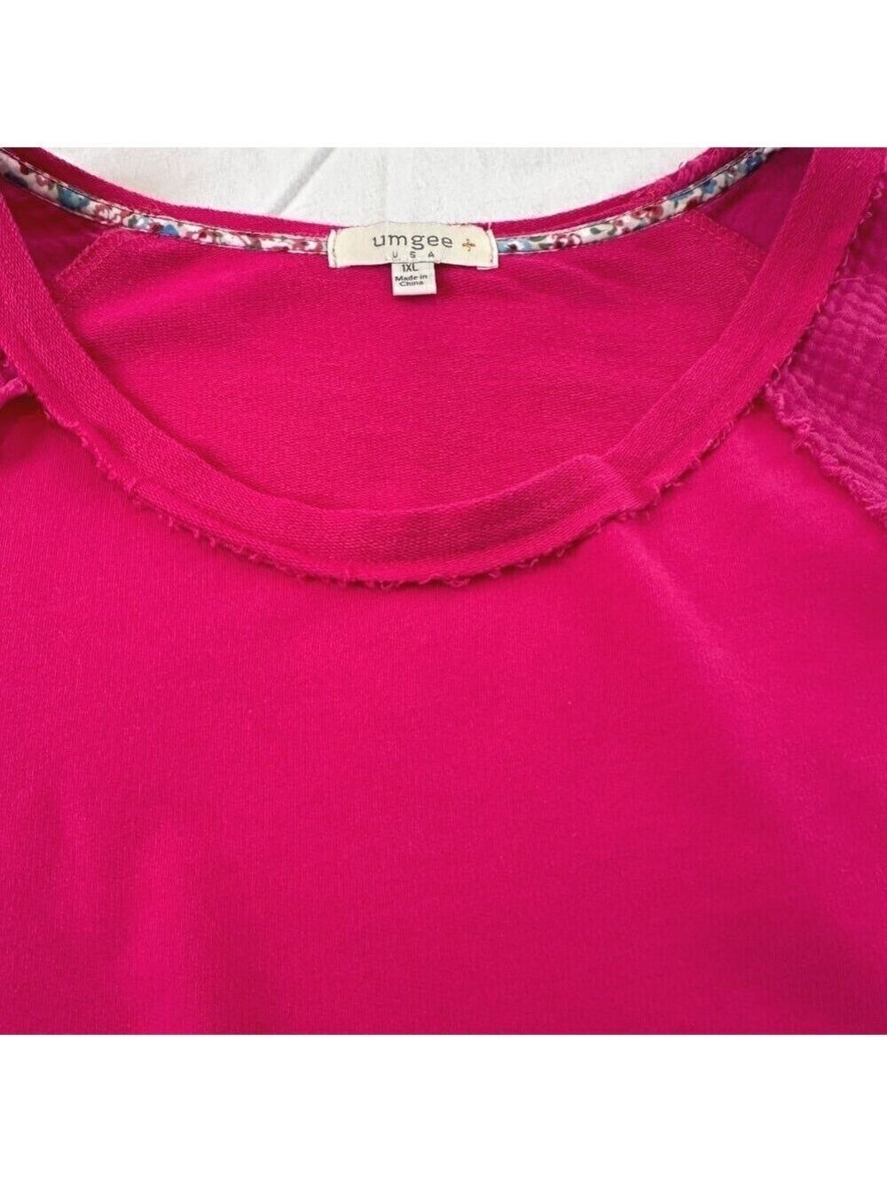 Umgee Oversized 1XL Tunic Top Hot Pink Cotton Flowy Plus Size Top Casual Office - Picture 6 of 16